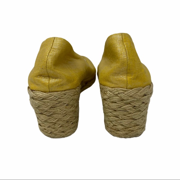 LAUREN RL Cecilia Yellow Linen Wedge Espadrilles - Picture 3 of 7